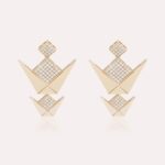Emblem Earrings with White Diamond