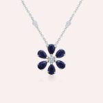 Daily Dazzle Flower Diamond Necklace with Sapphire