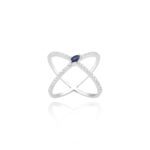 Classic Diamond Ring with Sapphire
