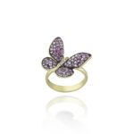 Butterfly Diamond Ring with Precious  stones
