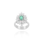 Classic Diamond Ring with Emerald