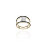 Classic Diamond Ring with Fancy Black Diamond