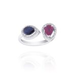 Classic Diamond Ring with Ruby and Sapphire