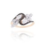 Classic Diamond Ring with Pear and Black Diamond