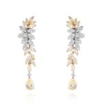 Classic Diamond Earrings with Precious Yellow Stones