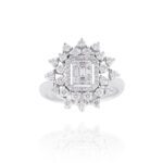 Classic Diamond Ring with Trapeze and Baguette Diamond