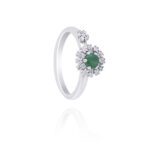Classic Diamond Ring with Emerald