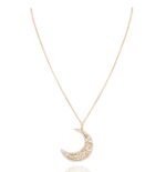 Moon Diamond Necklace with Baguette Diamond