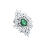 Classic Diamond Ring with Emerald