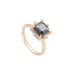 Classic Diamond Ring with Center Black Diamond