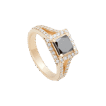 Classic Diamond Ring with Center Black Diamond