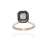 Classic Diamond Ring with Baguette and Black Diamond
