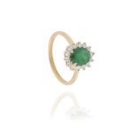 Classic Diamond Ring with Emerald