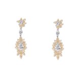 Classic Pear Diamond Earrings with Yellow Diamond