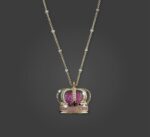 Crown 3D Diamond Necklace with Sapphire