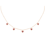 Classic Gold Necklace Love Hearts with Ruby