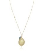 Exotic Summer Diamond Lemon Necklace with Sapphire and Emerald