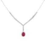 Classic Diamond Necklace with Ruby