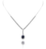 Classic Diamond Necklace with Colored Stone