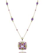 Daily Dazzle Diamond Necklace with Ruby  Pink and white Sapphire and Precious Stones