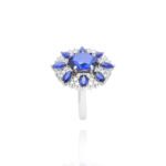Classic Diamond Ring with Blue Stones