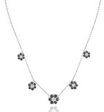 Daily Dazzle Diamond Flowers Necklace with Black Diamond