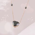 Classic Diamond Necklace with Black Heart
