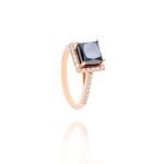 Classic Diamond Ring with Center Black Diamond