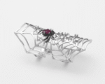 Spider Web Diamond Spider Ring with Black Diamond and Red Stone