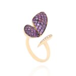 Butterfly Diamond Ring with Precious  Stones