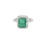 Classic Diamond Ring with Emerald