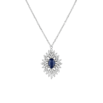 Classic Diamond Necklace with Blue Sapphire