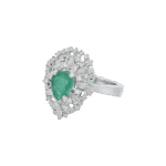 Classic Diamond Ring With Emerald