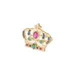 Crown Gold Ring with Precious Colors