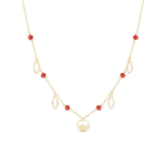 Emblem Gold Necklace with Colored Stones