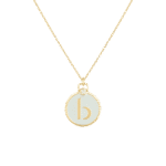 Initials Diamond Necklace Letter B with Enamel