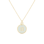 Initials Diamond Necklace Letter N with Enamel
