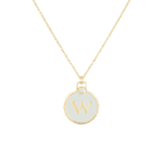 Initials Diamond Necklace Letter W with Enamel