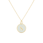 Initials Diamond Necklace Letter S with Enamel