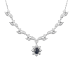 Classic Diamond Necklace with Blue Sapphire