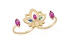 Lotus Gold Ring with Colored Stones
