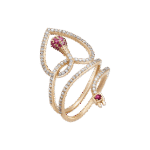 Light Diamond Ring Heart with Ruby