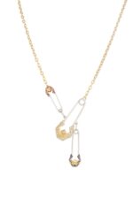 Oummi Diamond Necklace with Ruby and Sapphire Safety Pins