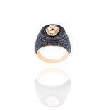Zodiac Black Diamond Ring Lion