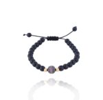 Men Black Diamond Bracelet with Precious Beads