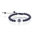 Men Black Diamond Bracelet with Precious Beads