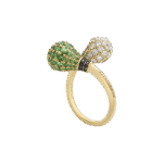 Light Diamond Ring with Black Diamond and Precious Stones