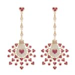 Light Diamond Earrings with Brown Diamond and Ruby