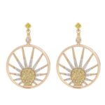 Light Diamond Earrings with Yellow Sapphire
