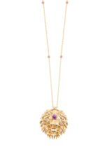 Zodiac Diamond Necklace Leo with Precious Stones